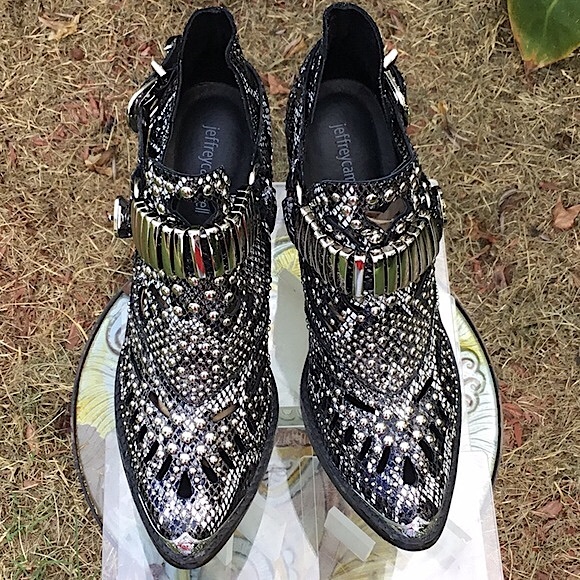Jeffrey Campbell Black Calhoun Silver Studded Western Booties - Picture 5 of 16